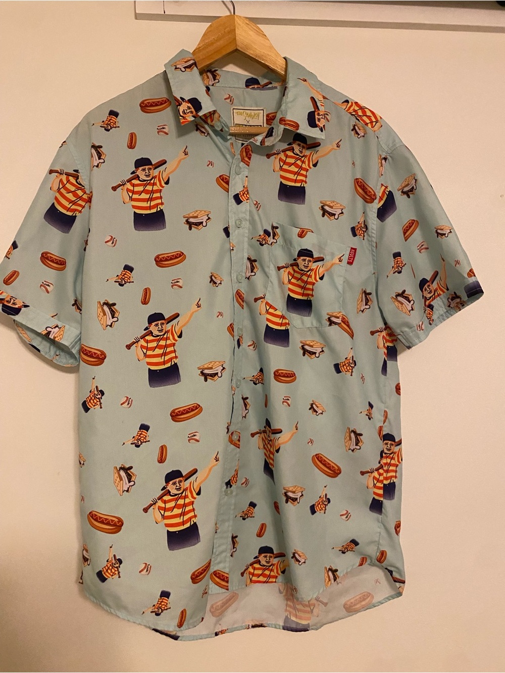 The Sandlot “The Great Hambino” Short-Sleeve Novelty Print Shirt - Light Blue